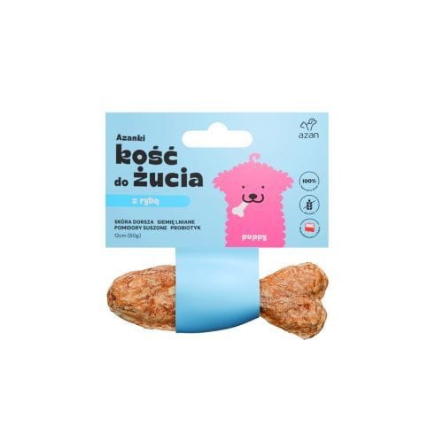 Azanki 4 x Kość Dla Psa z Dorszem Siemieniem i Probiotykiem Rybka Puppy 12cm