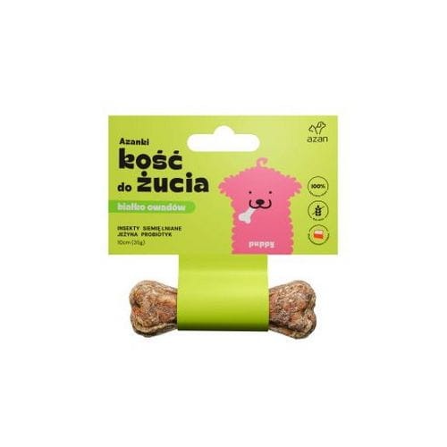 Azanki 4 x Kość Dla Psa z Białkiem Owadów Siemieniem i Probiotykiem Puppy 10cm
