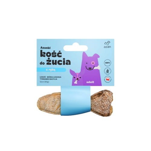 Azanki 4x Kość Dla Psa z Łososiem w skórze łososia Tymiankiem i Bazylią Rybka 12 cm