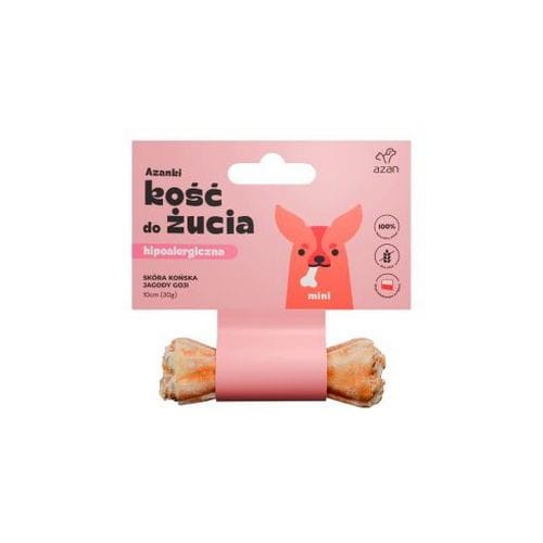 Azanki Hipoalergiczna Kość Dla Psa ze Skóry Końskiej z Jagodami Goji Mini 10cm