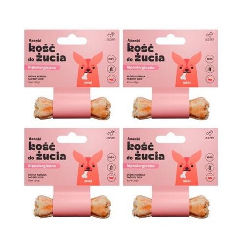 Azanki 4xHipoalergiczna Kość Dla Psa ze Skóry Końskiej z Jagodami Goji Mini 10cm