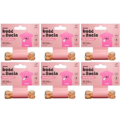 Azanki 6x Hipoalergiczna Kość Dla Psa ze Skóry Jelenia z Królikiem Puppy 10cm
