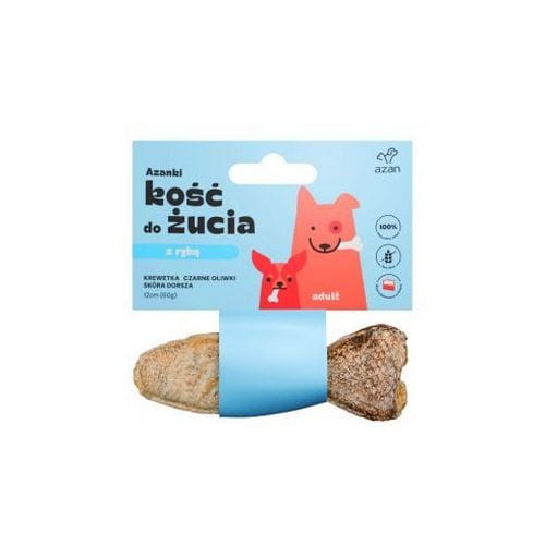 Azanki 6 x Kość Dla Psa z Krewetką i czarnymi oliwkami w skórze dorsza Rybka 12 cm