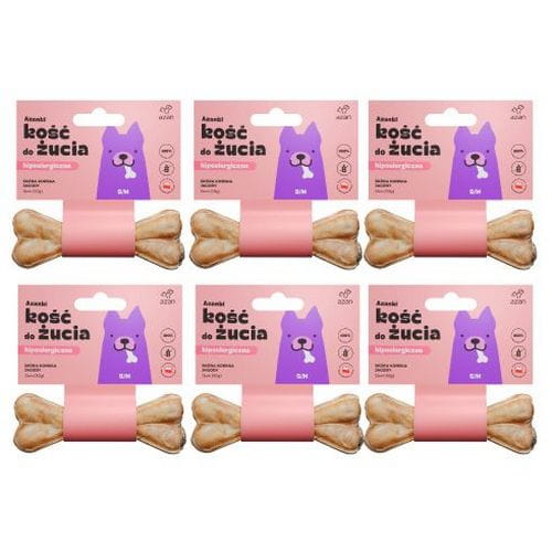 Azanki 6 x Hipoalergiczna Kość Dla Psa ze Skóry Końskiej z Jagodami 12cm