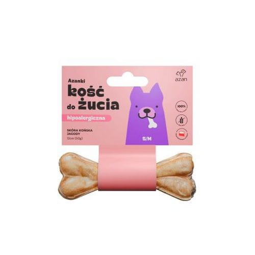 Azanki 6 x Hipoalergiczna Kość Dla Psa ze Skóry Końskiej z Jagodami 12cm