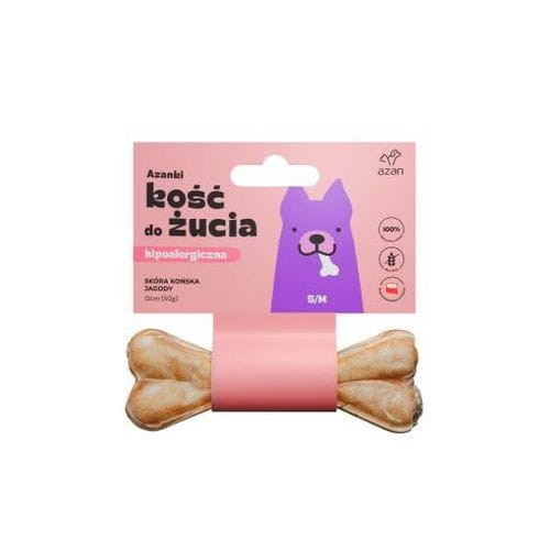 Azanki Hipoalergiczna Kość Dla Psa ze Skóry Końskiej z Jagodami 12cm