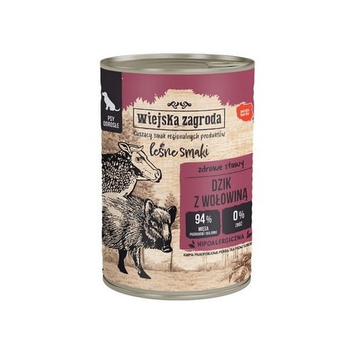 Wiejska Zagroda Leśne smaki Dzik z wołowiną 12x400g Mokra karma dla psa