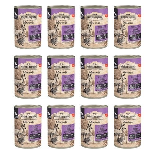 Wiejska Zagroda Leśne smaki Sarna z przepiórką 12x400g mokra karma dla psa