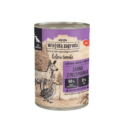 Wiejska Zagroda Leśne smaki Sarna z przepiórką 12x400g mokra karma dla psa