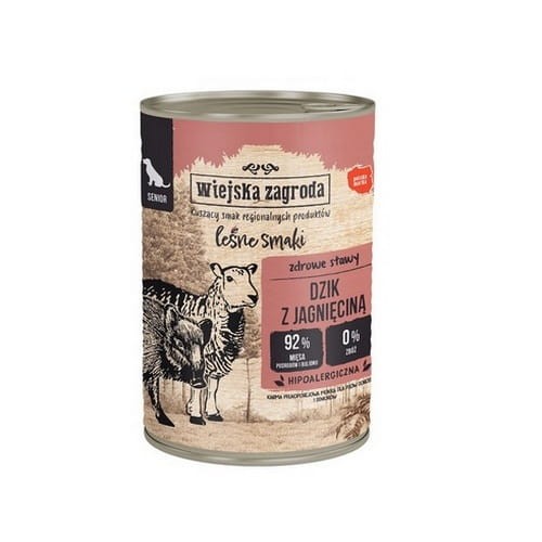 Wiejska Zagroda Leśne smaki Dzik z jagnięciną 12x400g Mokra karma dla psa