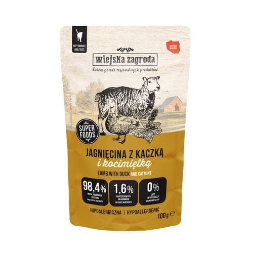 Wiejska Zagroda Mokra Karma dla kota bezzbożowa Mix Smaków 4x100g