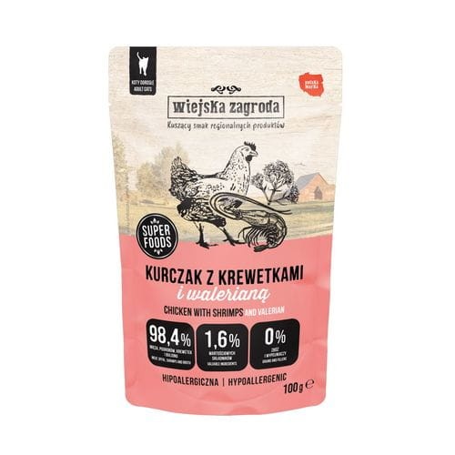 Wiejska Zagroda Mokra Karma dla kota bezzbożowa Mix Smaków 4x100g