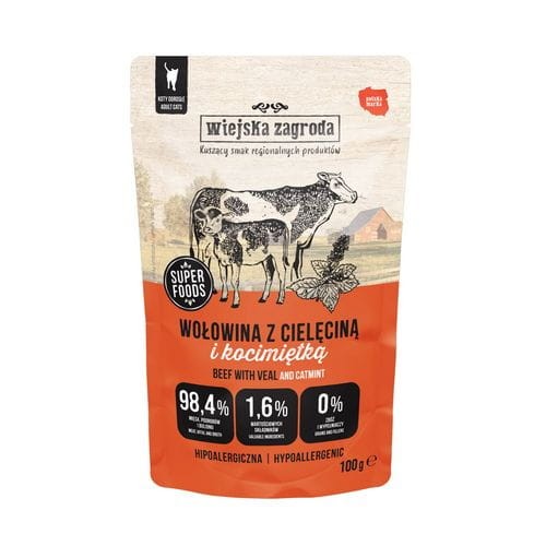 Wiejska Zagroda Mokra Karma dla kota bezzbożowa Mix Smaków 4x100g