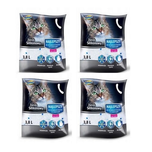 Żwirek Silikonowy bezpyłowy dla kota 4 x 3,8L HILTON