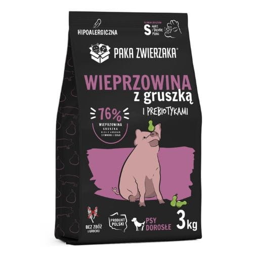 Paka Zwierzaka Wieprzowina z gruszką 3kg Karma sucha dla psa