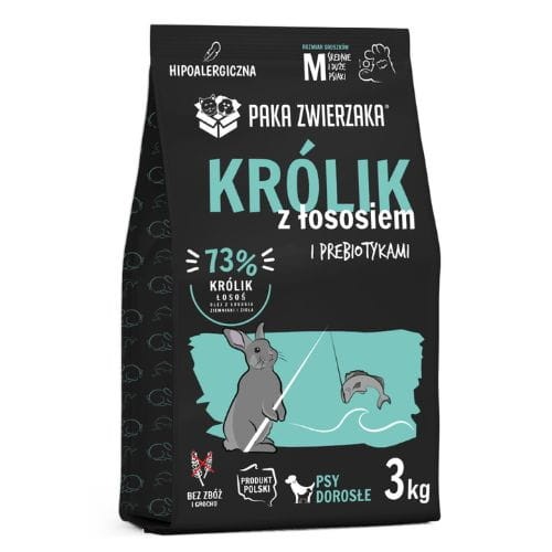Paka Zwierzaka Królik z łososiem M 1,5kg Karma sucha dla psa
