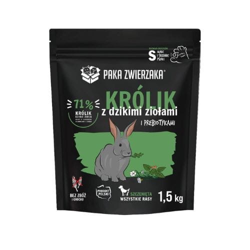 Paka Zwierzaka Królik z dzikimi ziołami PUPPY 1,5kg Karma sucha dla psa