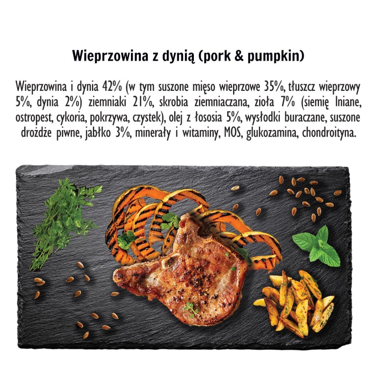 Paka Zwierzaka Wieprzowina z dynią 1,5kg Karma sucha dla psa
