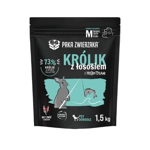 Paka Zwierzaka Królik z łososiem M 1,5kg Karma sucha dla psa