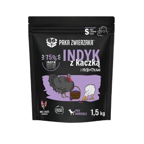 Paka Zwierzaka Indyk z kaczką S 1,5kg Karma sucha dla psa