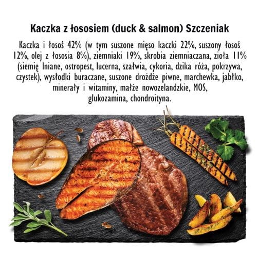 Paka Zwierzaka Kaczka z łososiem PUPPY 1,5kg Karma sucha dla psa