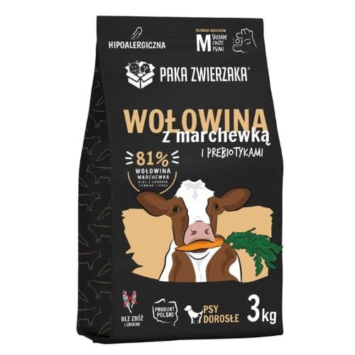 Paka Zwierzaka Wołowina z marchewką 3kg Karma sucha dla psa