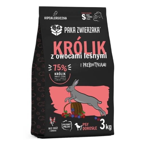 Paka Zwierzaka Królik z owocami leśnymi  3kg Karma sucha dla psa