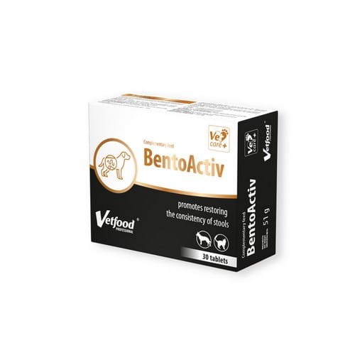 Bentoactiv 30 tabletek Vetfood – wsparcie biegunek i niestrawności dla psa i kota