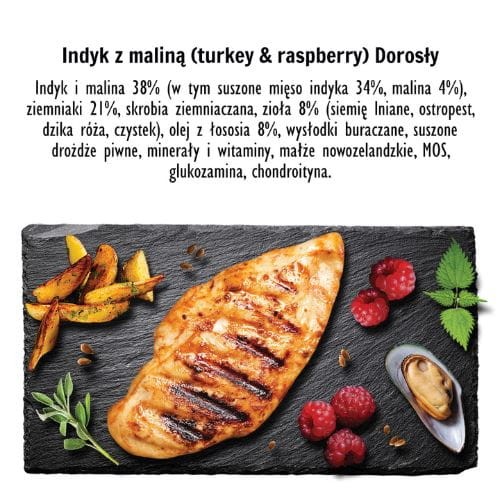 Paka Zwierzaka Indyk z maliną 1,5kg Karma sucha dla psa