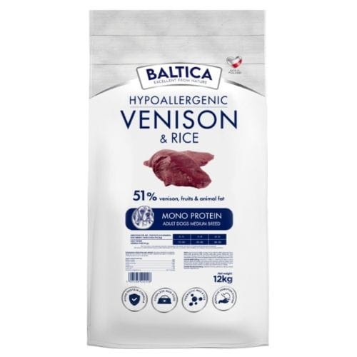 BALTICA Adult M Venison &amp; Rice 12kg Monobiałkowa Karma Sucha Dla Psa
