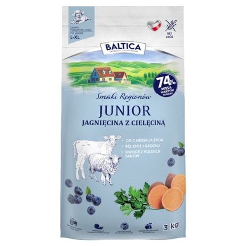BALTICA Junior L/XL Jagnięcina z cielęciną 3kg Karma Sucha Dla Psa