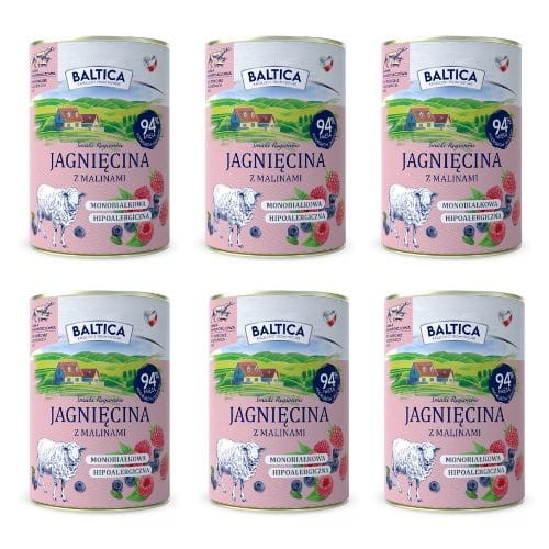 BALTICA Karma mokra dla psa Jagnięcina z malinami 6x400g