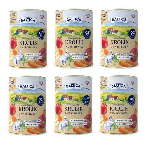 BALTICA Karma mokra dla psa Królik z marchewką 6x400g