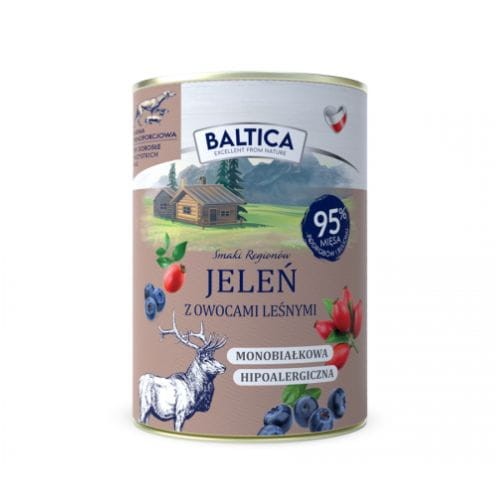 BALTICA Karma mokra dla psa Jeleń z owocami leśnymi 12x400g