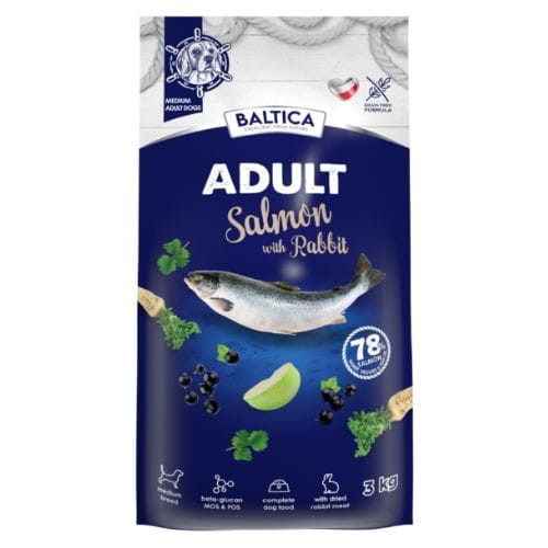 BALTICA Adult M Salmon&amp;Rabbit 3kg Karma Sucha Dla Psa