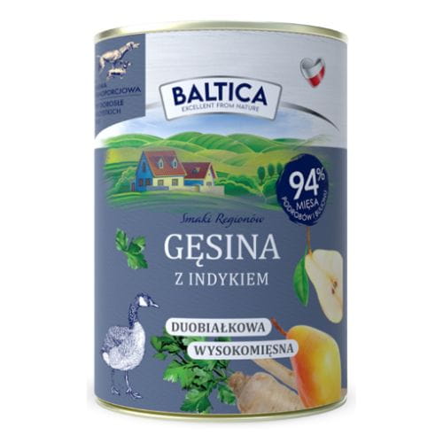 BALTICA Karma mokra dla psa Gęsina z Indykiem 12x400g