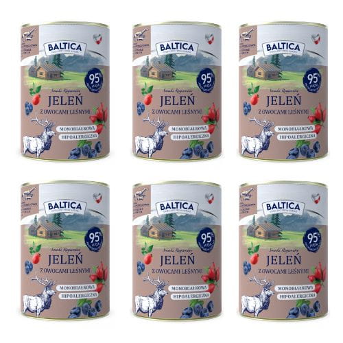 BALTICA Karma mokra dla psa Jeleń z owocami leśnymi 6x400g