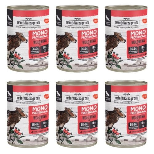 Wiejska Zagroda Wołowina 6x400g Monoproteinowa karma mokra dla psa dorosłego