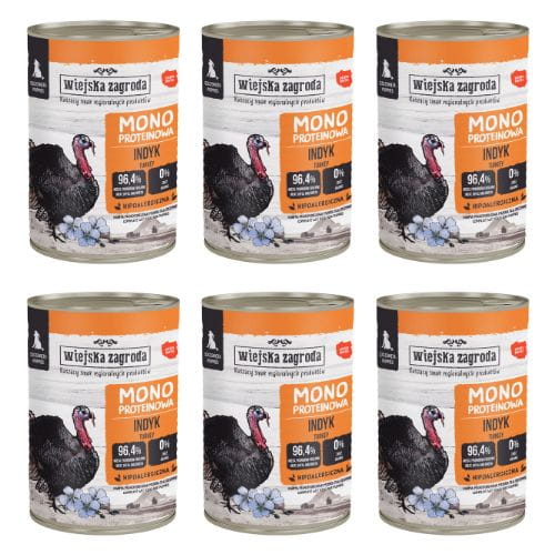 Wiejska Zagroda Indyk 6x400g Monoproteinowa karma mokra dla szczeniąt