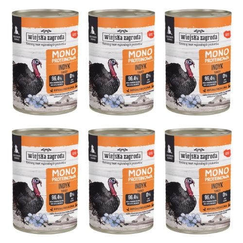 Wiejska Zagroda Indyk 6x400g Monoproteinowa karma mokra dla szczeniąt
