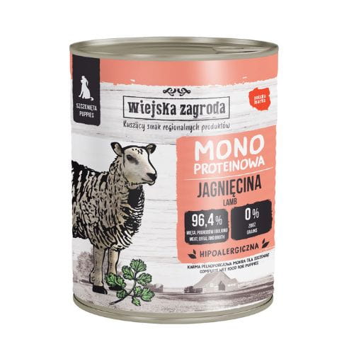 Wiejska Zagroda Jagnięcina 800g Monoproteinowa karma mokra dla szczeniąt