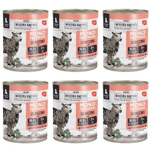 Wiejska Zagroda Jagnięcina 6x800g Monoproteinowa karma mokra dla szczeniąt