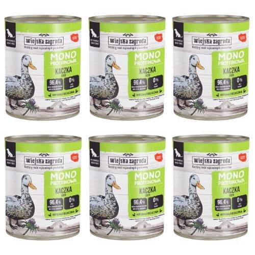 Wiejska Zagroda Kaczka 6x800g Monoproteinowa karma mokra dla psa dorosłego