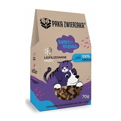 PAKA ZWIERZAKA  Przysmak liofilizowany samo mięsko KRÓLIK 70g