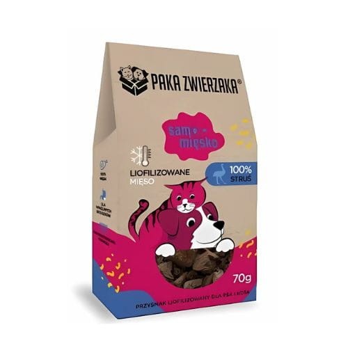 PAKA ZWIERZAKA  Przysmak liofilizowany Samo Mięsko STRUŚ 70g