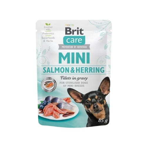 Brit Care Mini Salmon  Herring Sterilised 24x85 g mokra karma dla małych psów