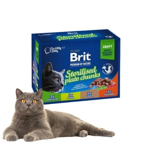 Brit Premium Sterilised Plate 12x100g. Mix smaków. Mokra karma dla kota. all.jpg