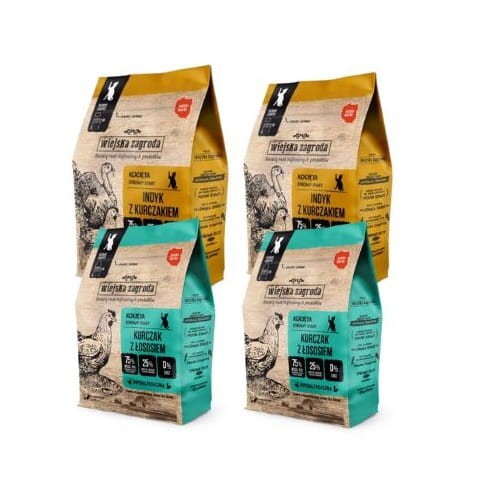 Wiejska Zagroda sucha karma dla wybrednych kociąt smakowity mix 4x400g zoomisia.jpg