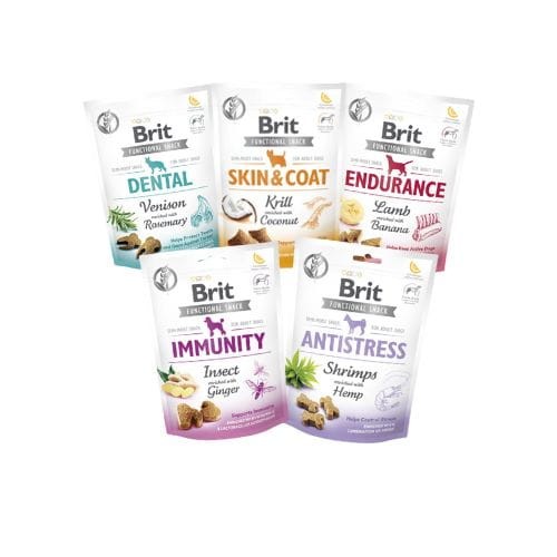 Brit Care Dog Functional Snack Nowy Pyszny Mix Smaków 5x150g przysmak dla psa
