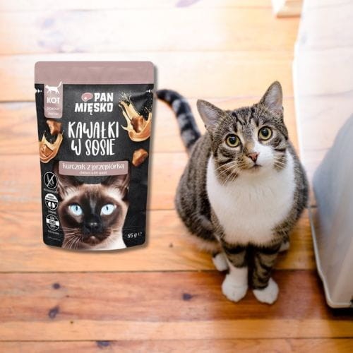 Pan Mięsko kawałki w sosie 85g Mokra karma dla kota kurczak z przepiórką.jpg